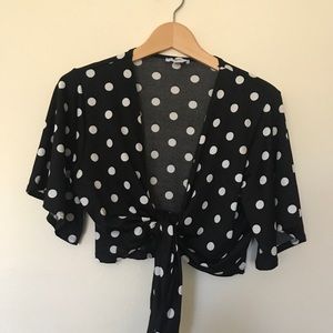 Polka dot tied shirt